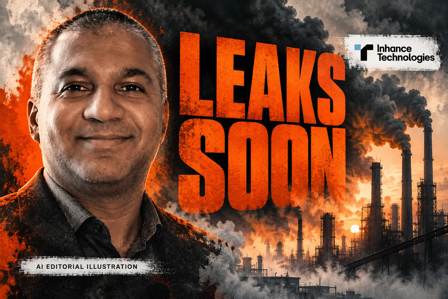 AI editorial collage featuring Prakash Iyer and the Inhance Technologies logo, with LEAKS SOON typography — “More than 90 percent”: how to examine Inhance’s reduction claim